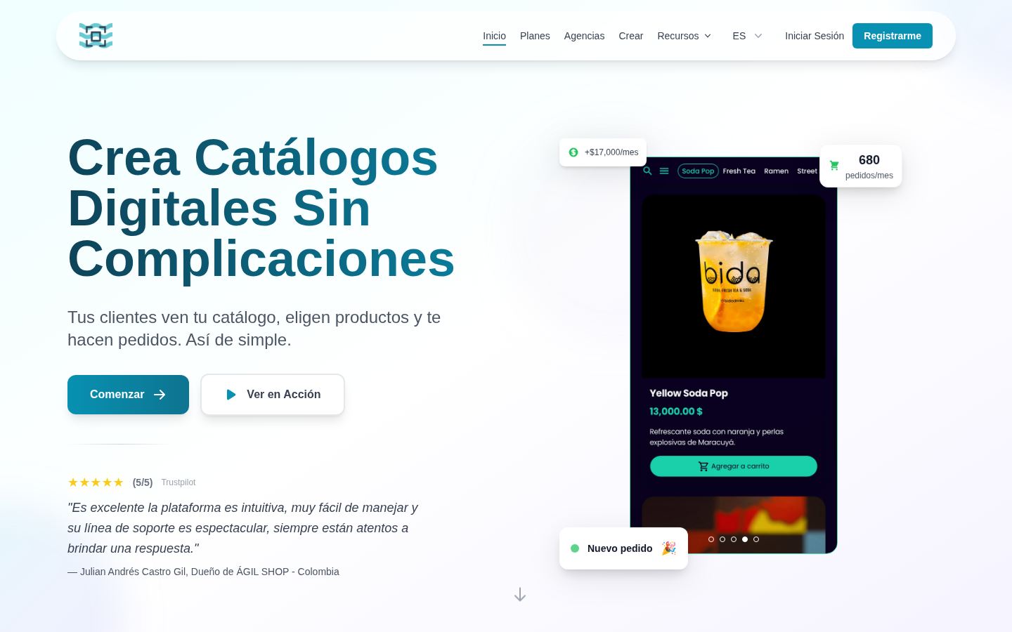 Catálogo digital de Marea Alcalina con carrito y pedidos